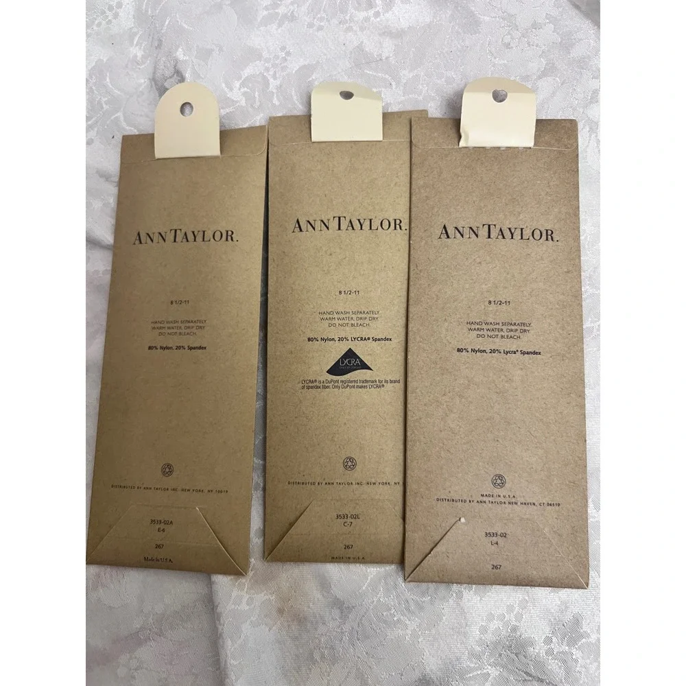 Ann Taylor Sheer Knee High Stockings Lot of 3 Ivory Putty 6 Pairs Total NIB